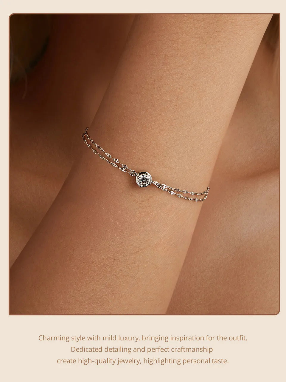 “Double-Layer Moissanite Sterling Silver Bracelet for Women”