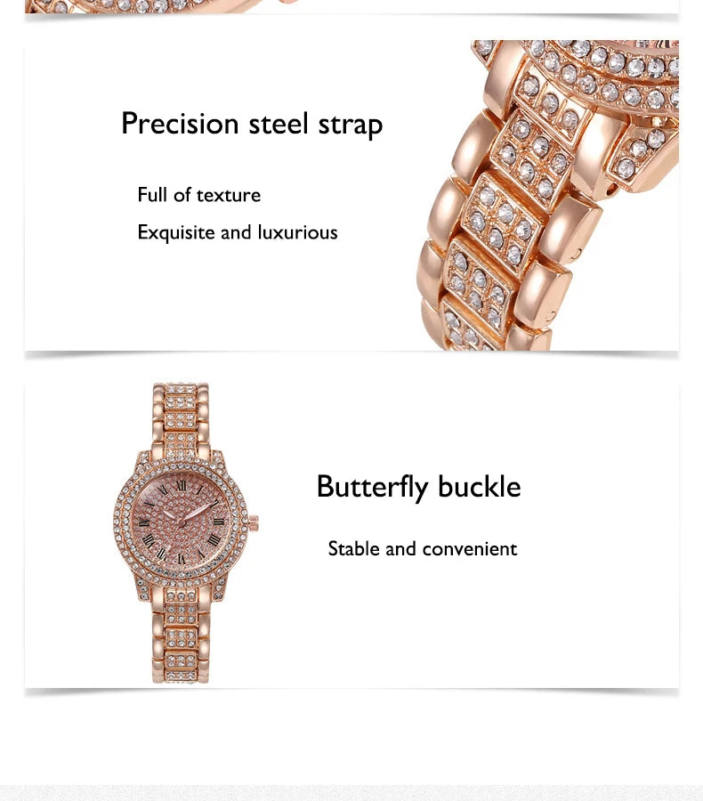 UTHAI Gold Diamond Bracelet Watch