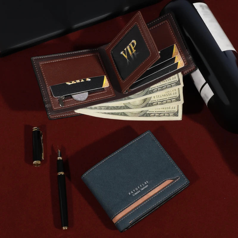 Luxury Synthetic Leather Short Wallet with Card Slots