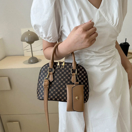 Plaid Print Crossbody with Purse