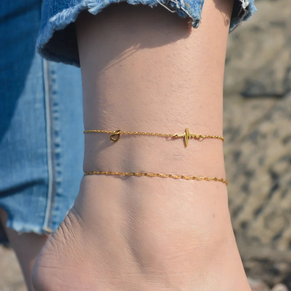 2024 Gold Stainless Steel Layered Anklet for Women