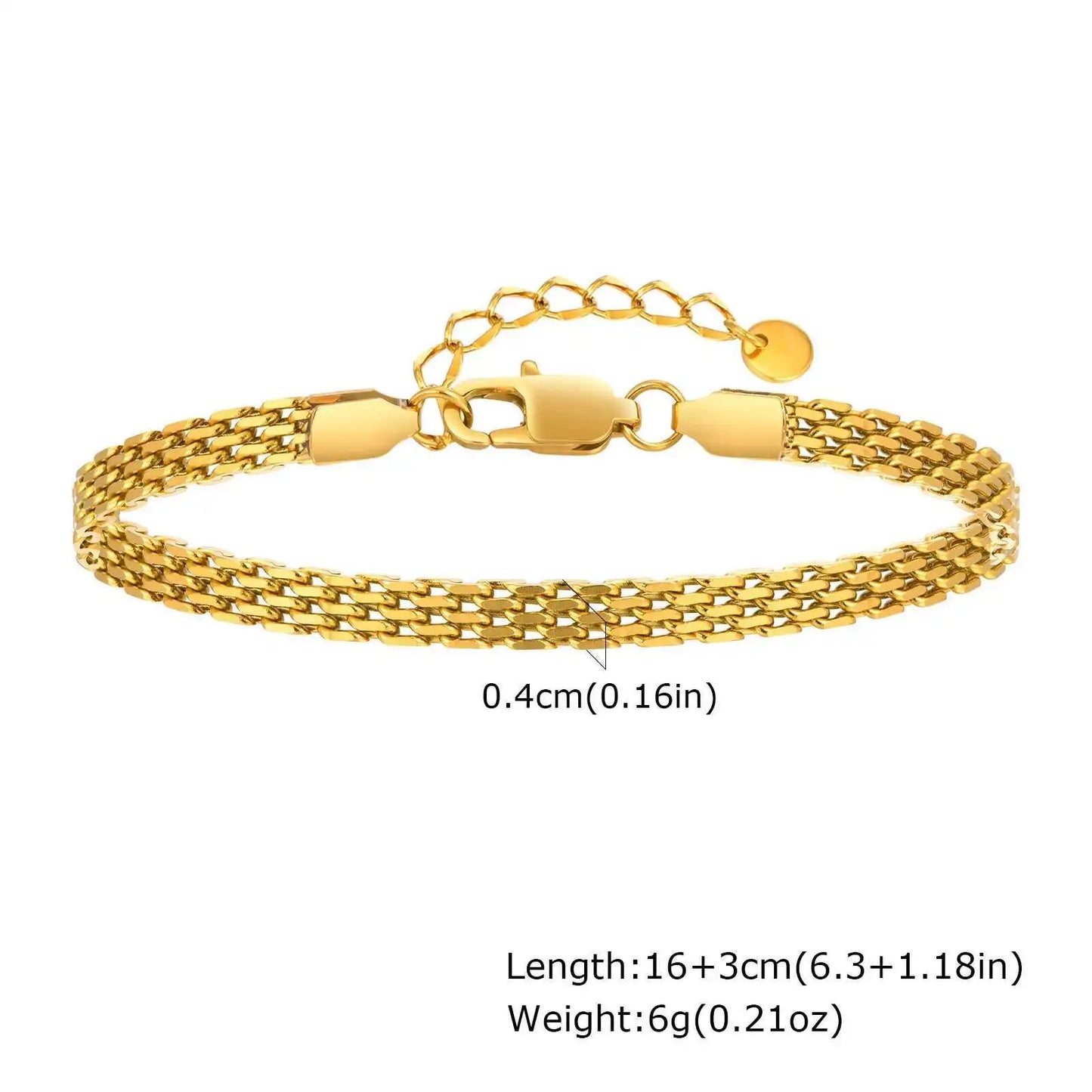 Gold-Plated Mesh Link Bracelet – Stainless