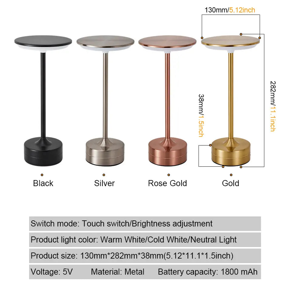 LED Table Lamp with Touch Sensor, USB Rechargeable
