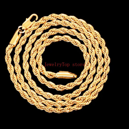 Noble 18K Gold 4mm Rope Chain Necklace