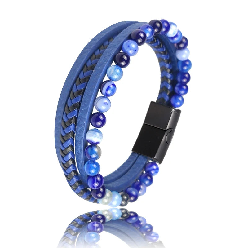 3️⃣ “Blue Natural Stone Men’s Bracelet