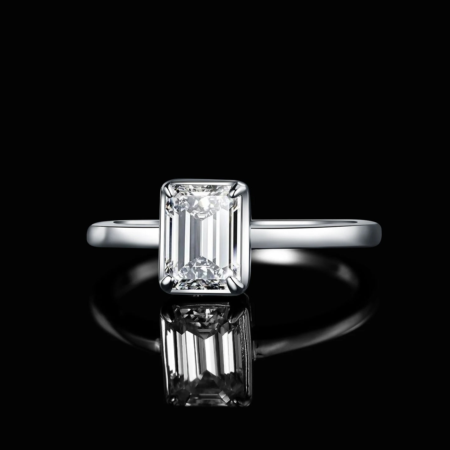 Emerald Cut CZ Sterling Silver Ring