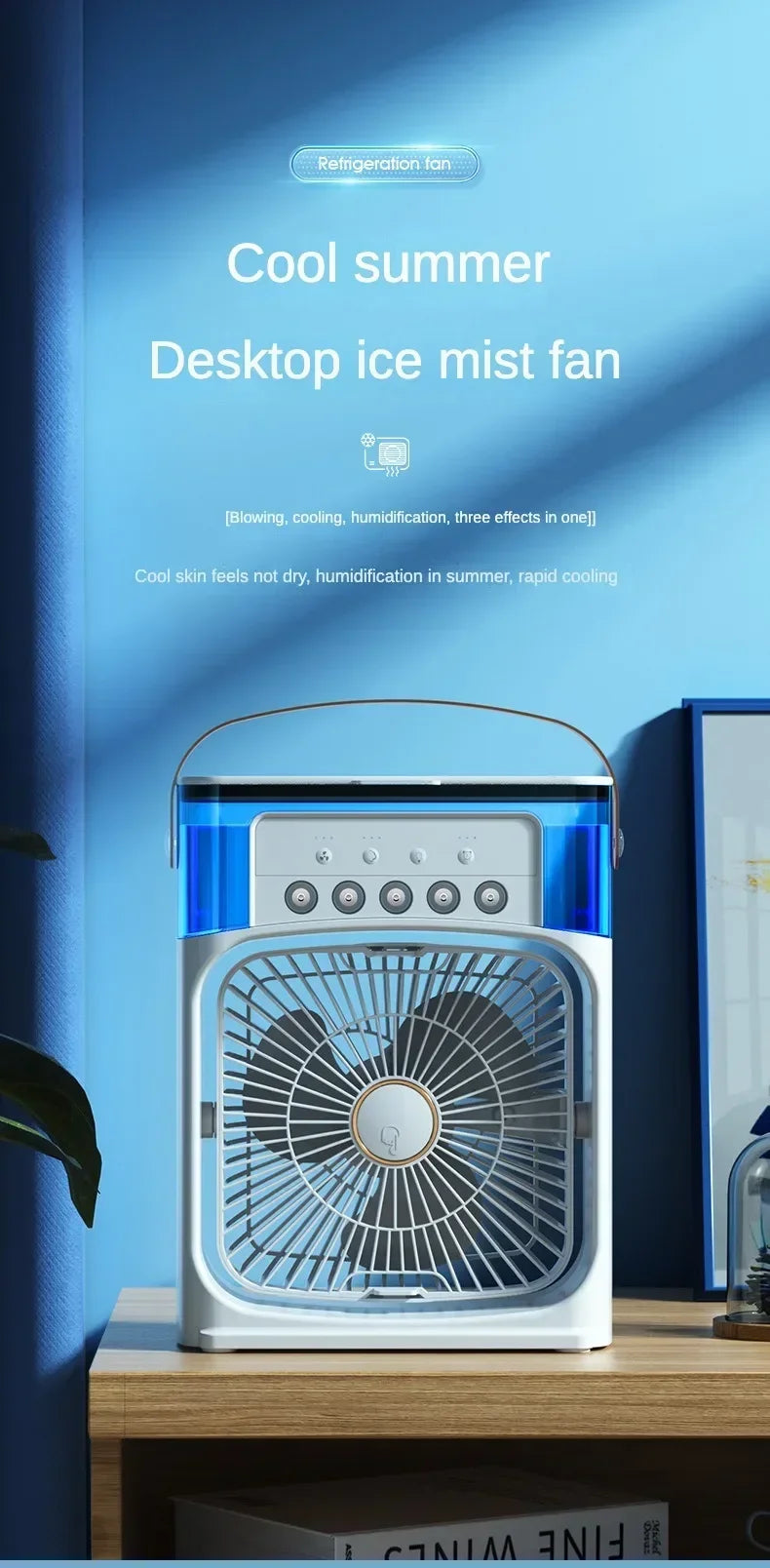 Mini Portable Air Cooler & Humidifier Fan – 3 Speeds