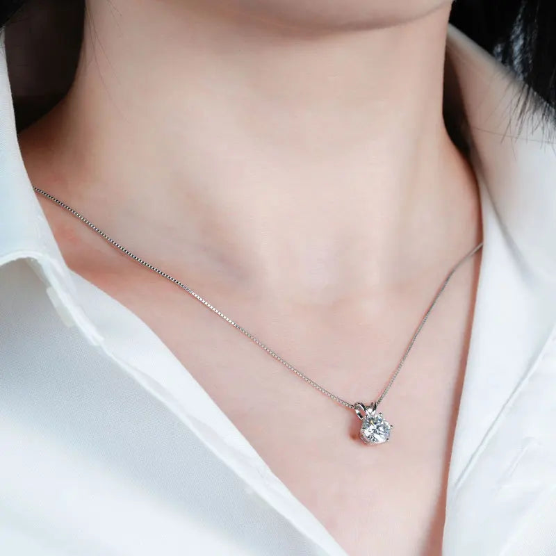 "925 Silver Moissanite Pendant Necklace – GRA Certified