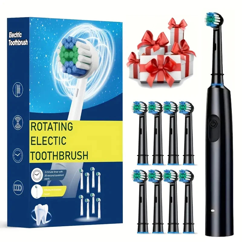 Rechargeable Rotary Electric Toothbrush – Adult with 8 Brush Heads