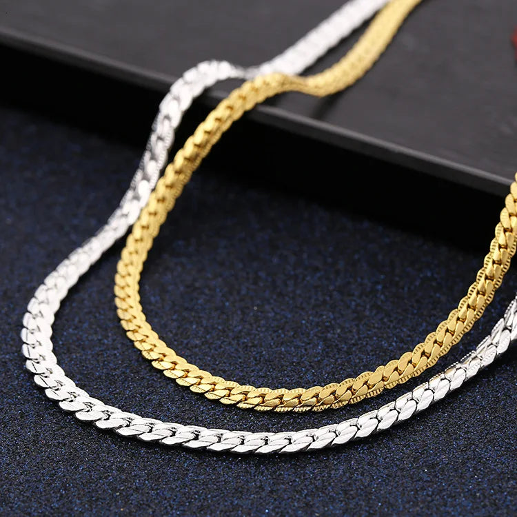 925 Silver & 18K Gold 6MM Chain Jewelry Set