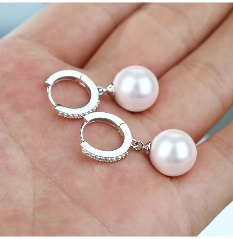 Classic 925 Sterling Silver Pearl Earrings