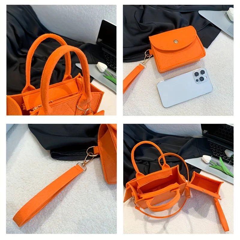 Stylish Solid Color Crossbody & Shoulder Bag Set