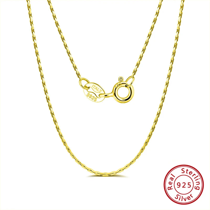 14K Gold 925 Silver Bamboo Chain Necklace