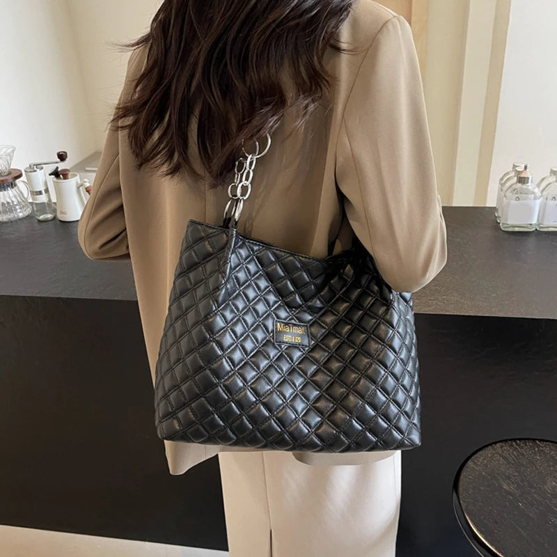 Quilted PU Large Shoulder Bag