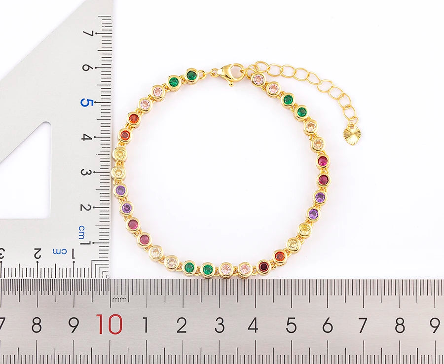 Nidin 6 Colors Shiny Crystal Bracelet For Women Rhinestone Zircon Charm Wrist Adjustable Bangles Girls Exquisite Jewelry Gift