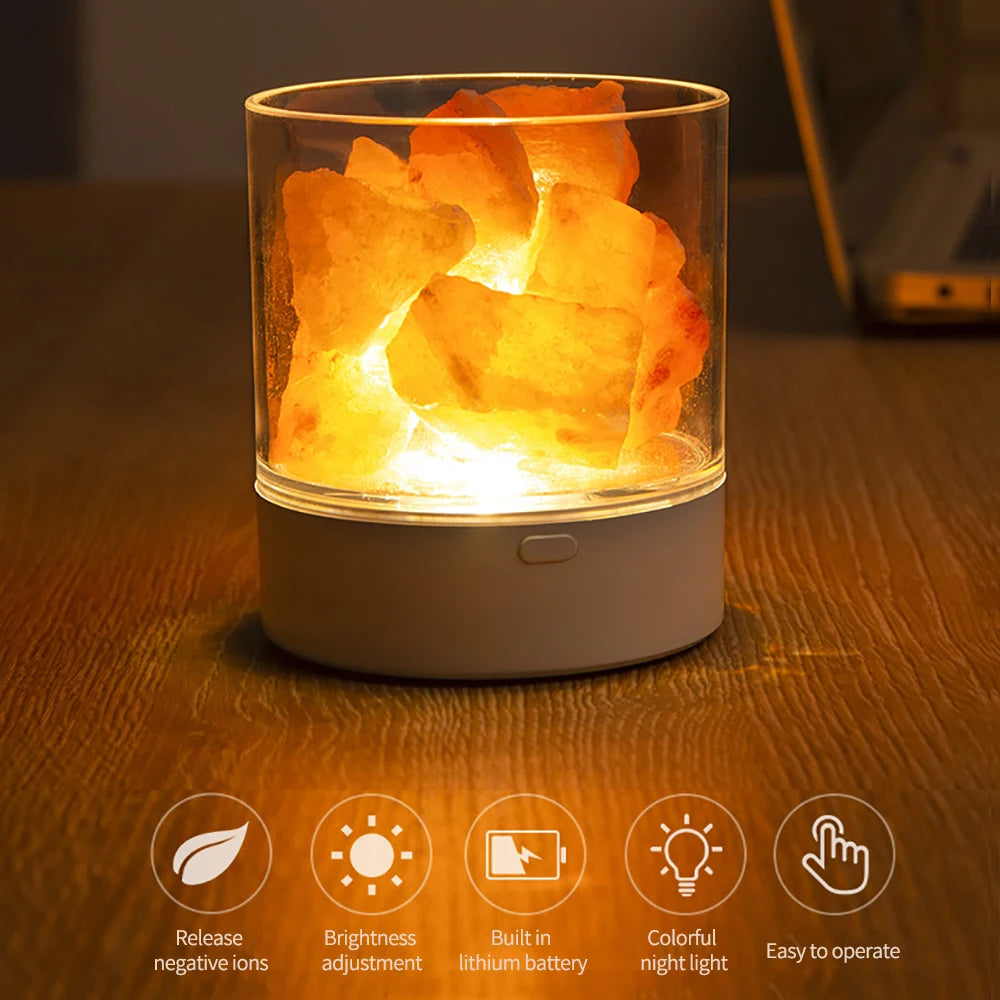 USB Himalayan Salt Lamp – Air Purifier & Warm LED Night Light