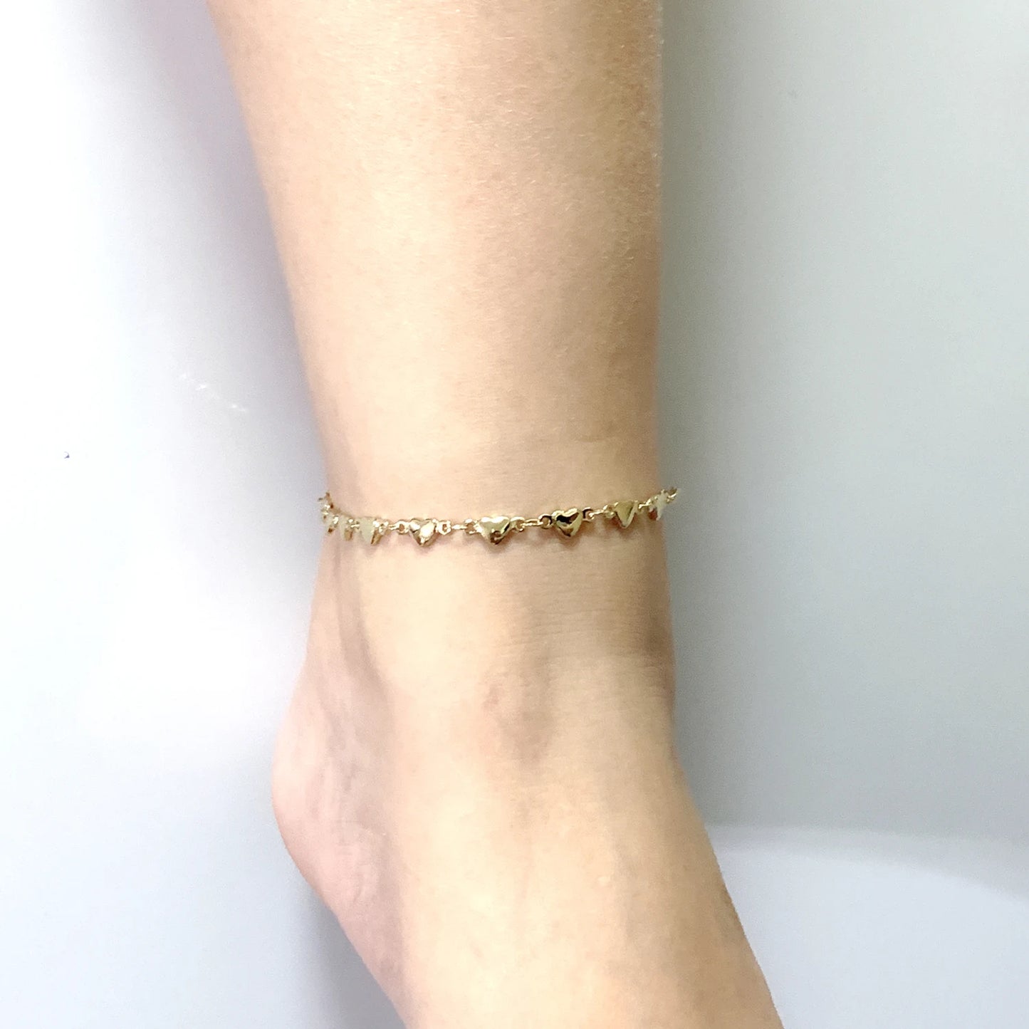 Gold Stainless Steel Heart Anklet, Barefoot Sandal