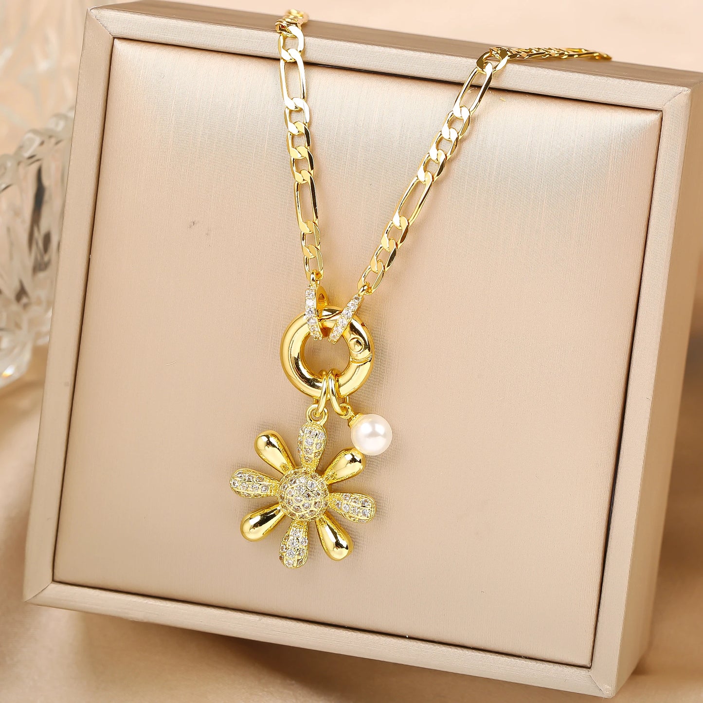 Sunflower Zirconia Pendant Necklace
