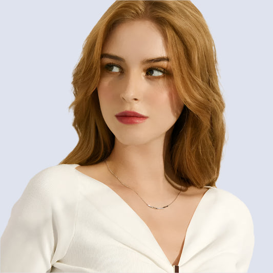 Bamoer 925 Silver CZ Wave Choker Necklace