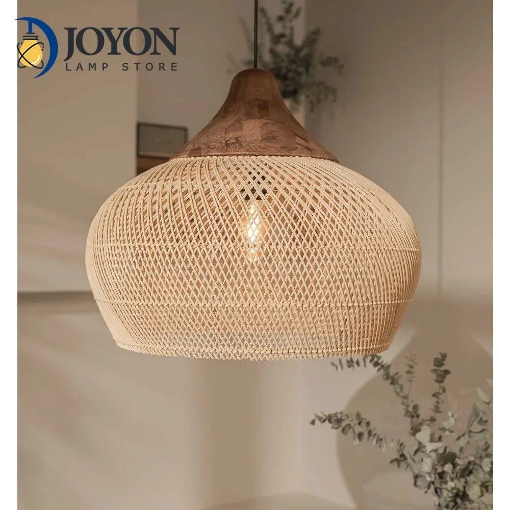 "Wabi-Sabi Rattan Pendant Light"