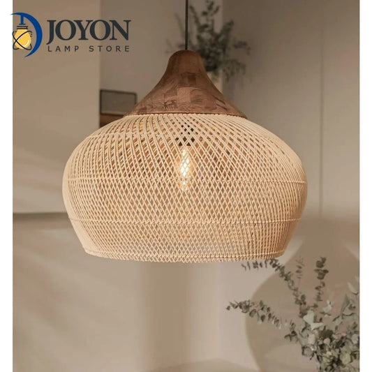 "Wabi-Sabi Rattan Pendant Light"