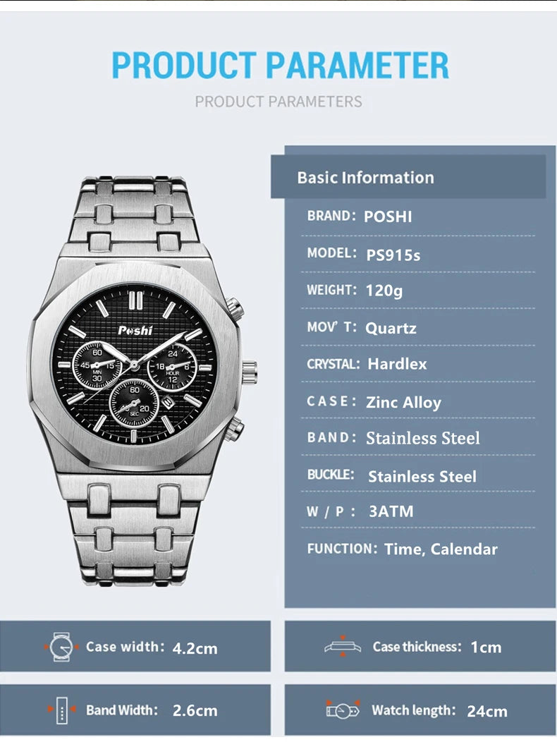POSHI Men's Luxury Quartz Watch