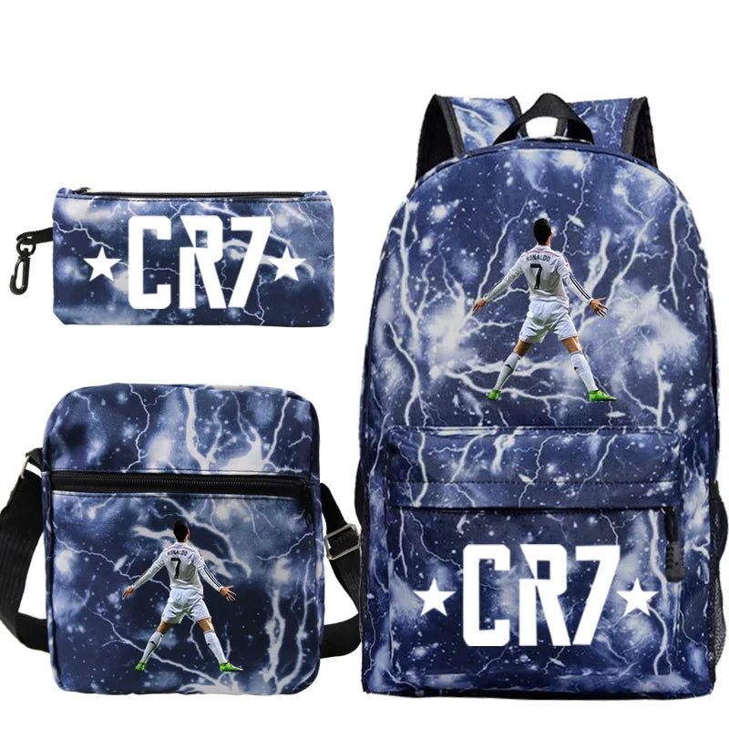 3pcs CR7 Lightweight School & Travel Backpacks Set
