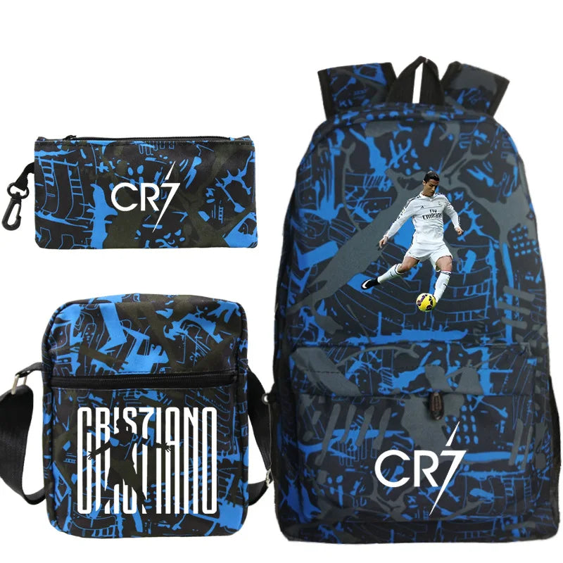 3pcs CR7 Lightweight School & Travel Backpacks Set