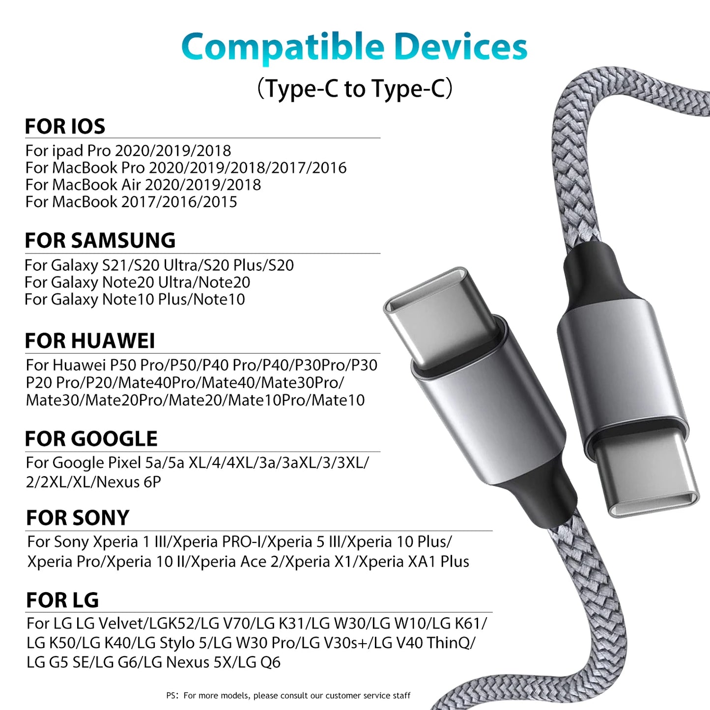 60W PD USB-C Cable