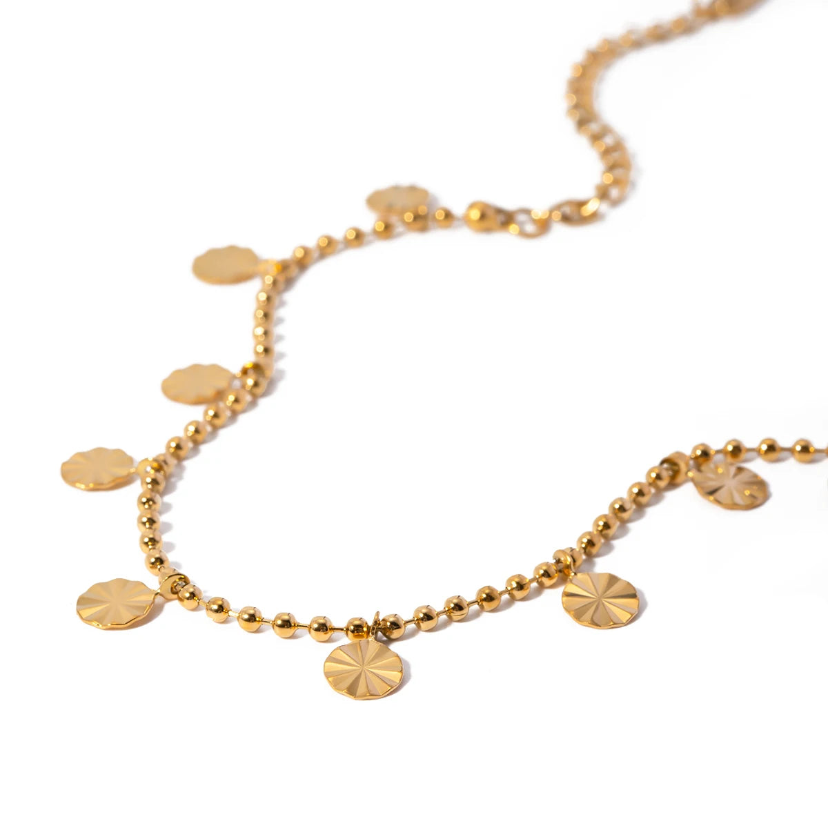 18K Gold Plated Petal Circle Anklet, Rust-Proof