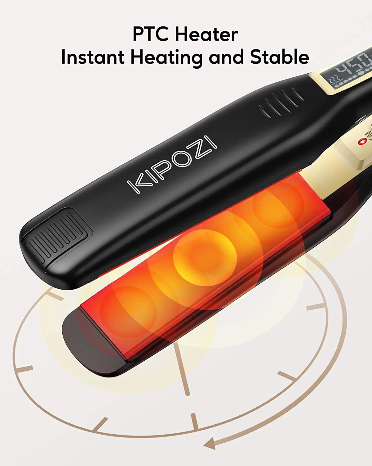 KIPOZI Professional Titanium Flat Iron – LCD Hair Straightener
