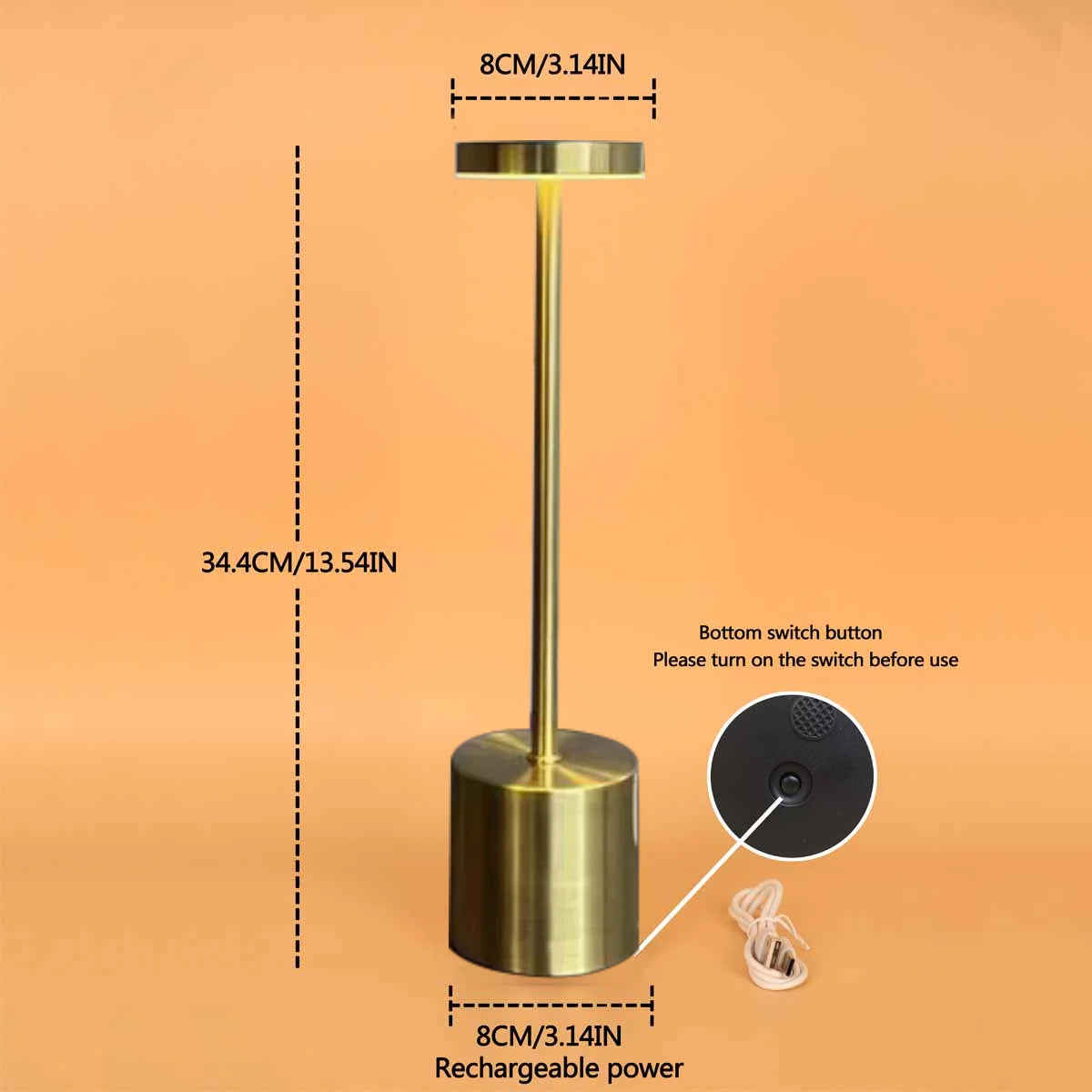 Touch Desk Lamp with 3 Colors for Bedside & Hotel Bar