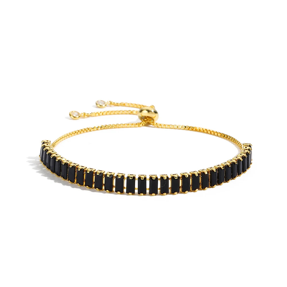 “Black CZ Gold-Plated Tennis Bracelet”