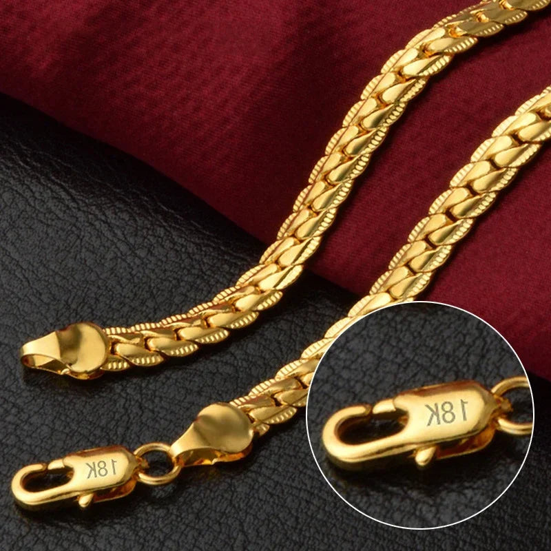 925 Silver 18K Gold Sideways Figaro Chain Necklace