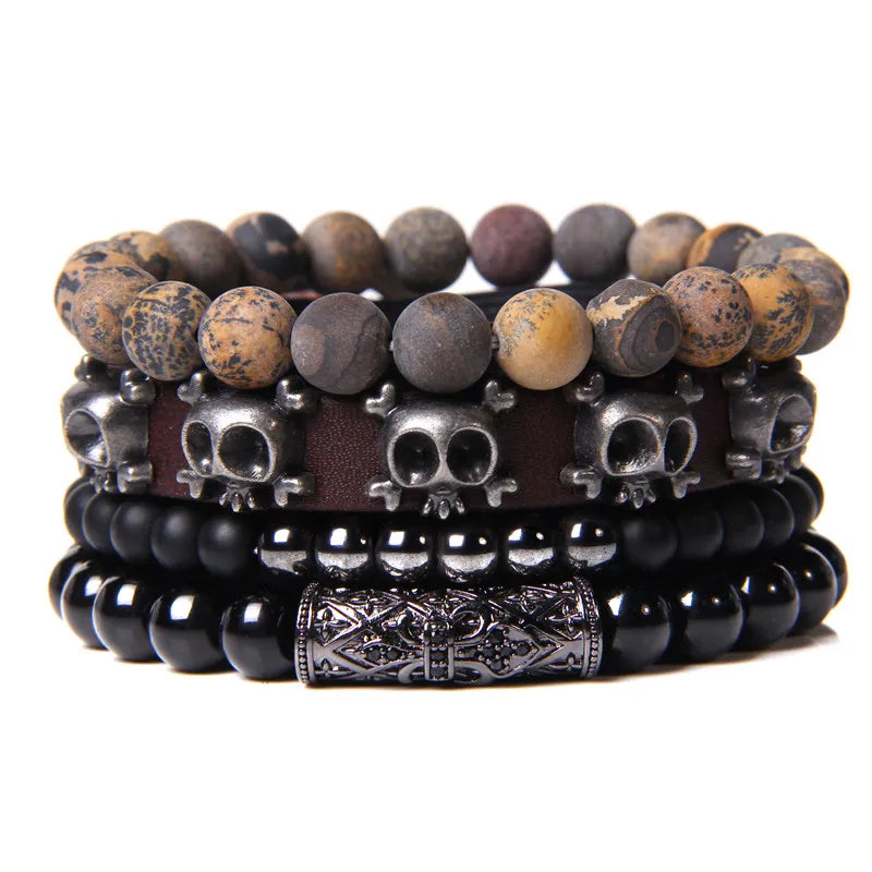 “Men’s Multilayer Wooden Bead Bracelet