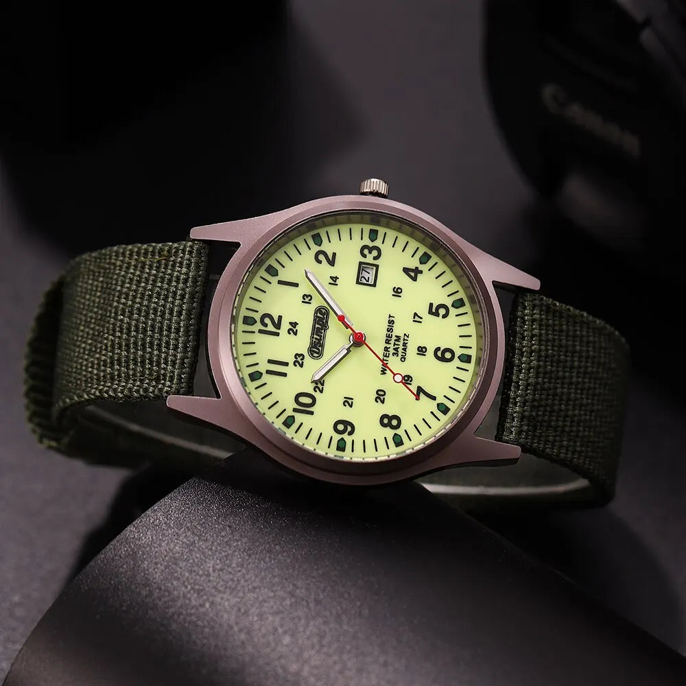 Men's Luxury Military Quartz Watch, Luminous Hands