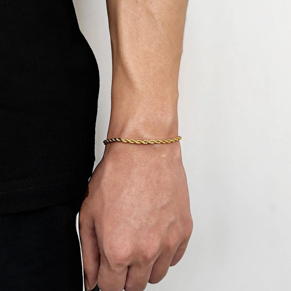"Retro Gold Twist Chain Bracelet – Unisex Stainless Steel Jewelry"
