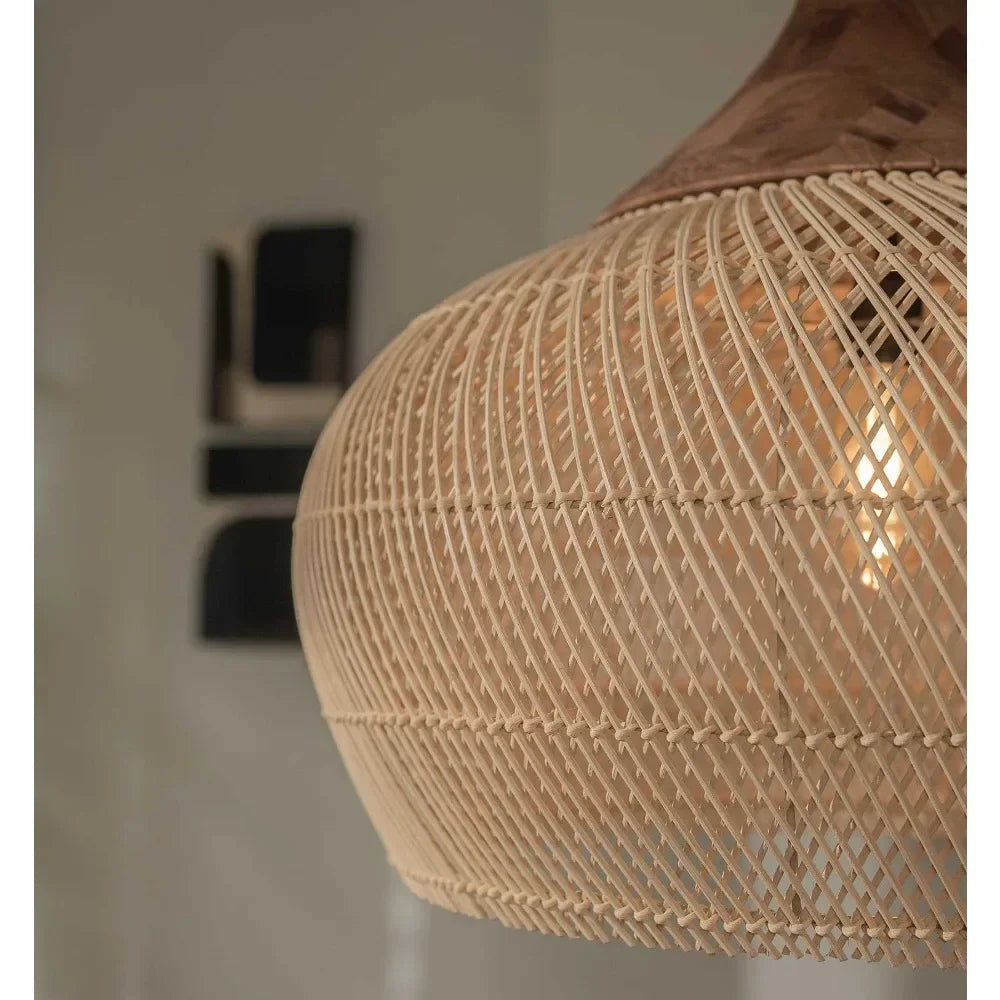 "Wabi-Sabi Rattan Pendant Light"