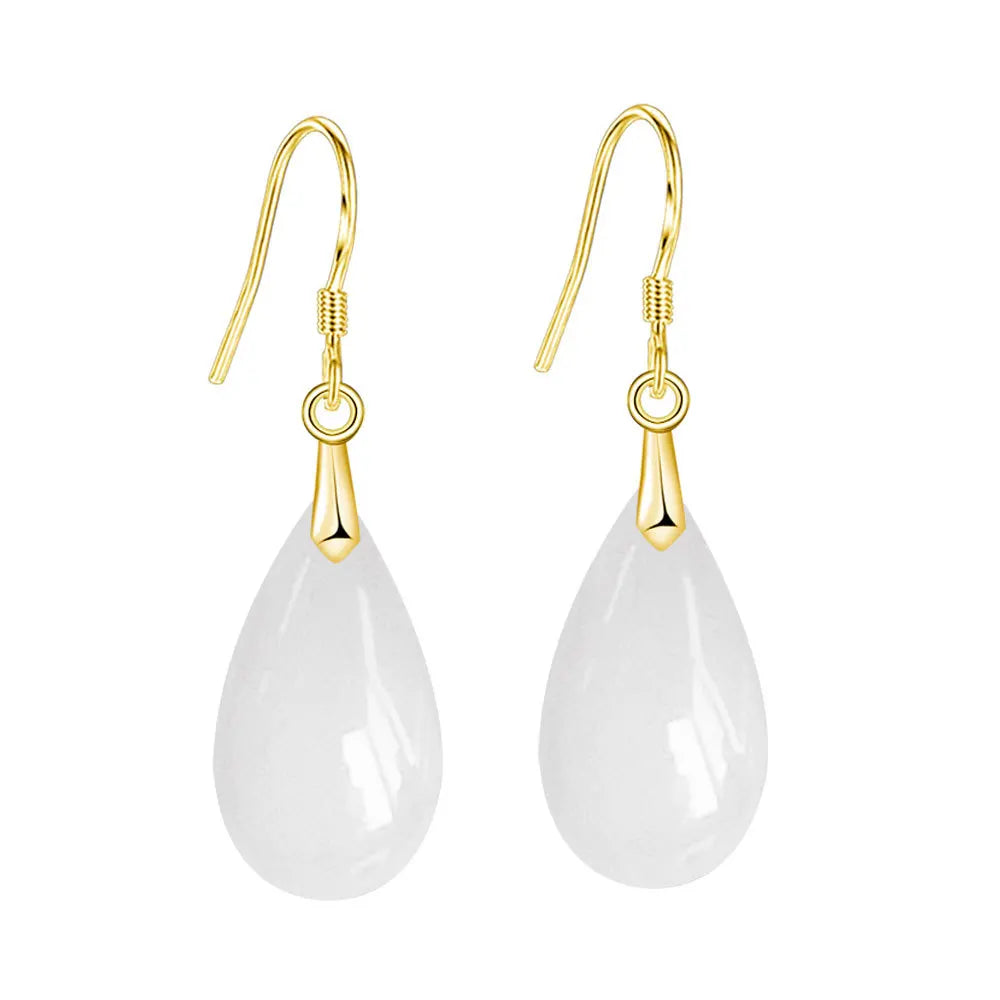 925 Silver White Jade Pendant Jewelry Set