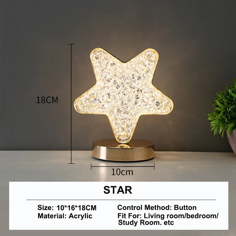 3D Crystal Moon Lamp – Touch Control LED Night Light