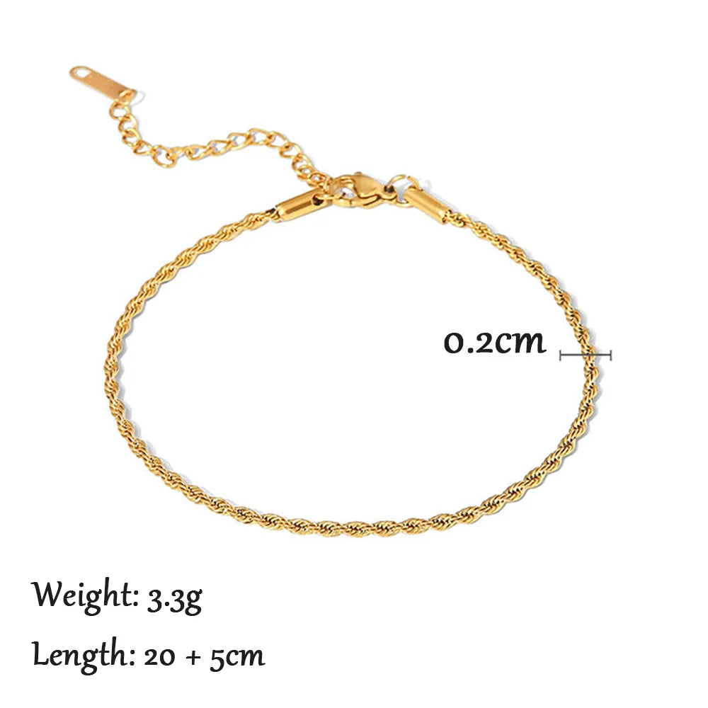 2024 Gold Stainless Steel Layered Anklet for Women