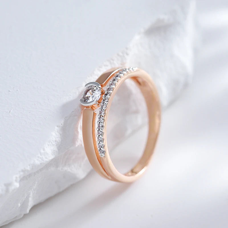 Kinel Rose Gold Slim Zircon Ring”