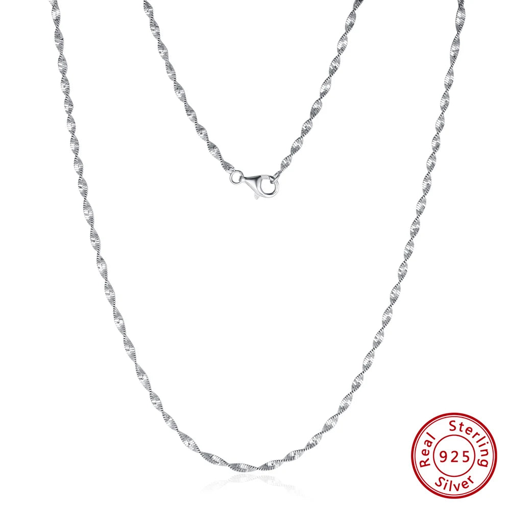 : 925 Silver Twisted Wave Chain Necklace