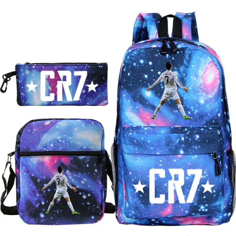 3pcs CR7 Lightweight School & Travel Backpacks Set