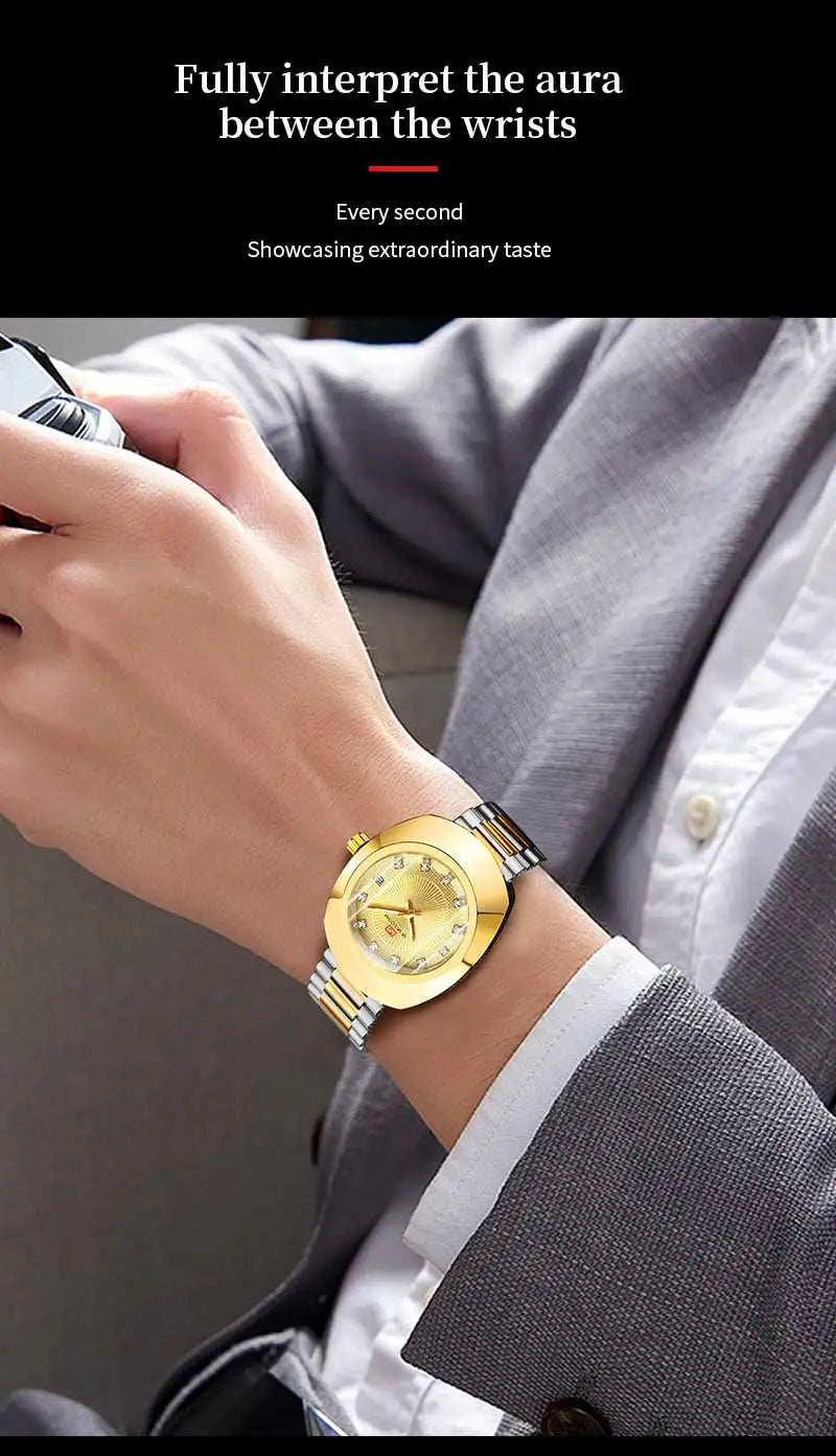 Elegant Gold Mesh Men’s Watch