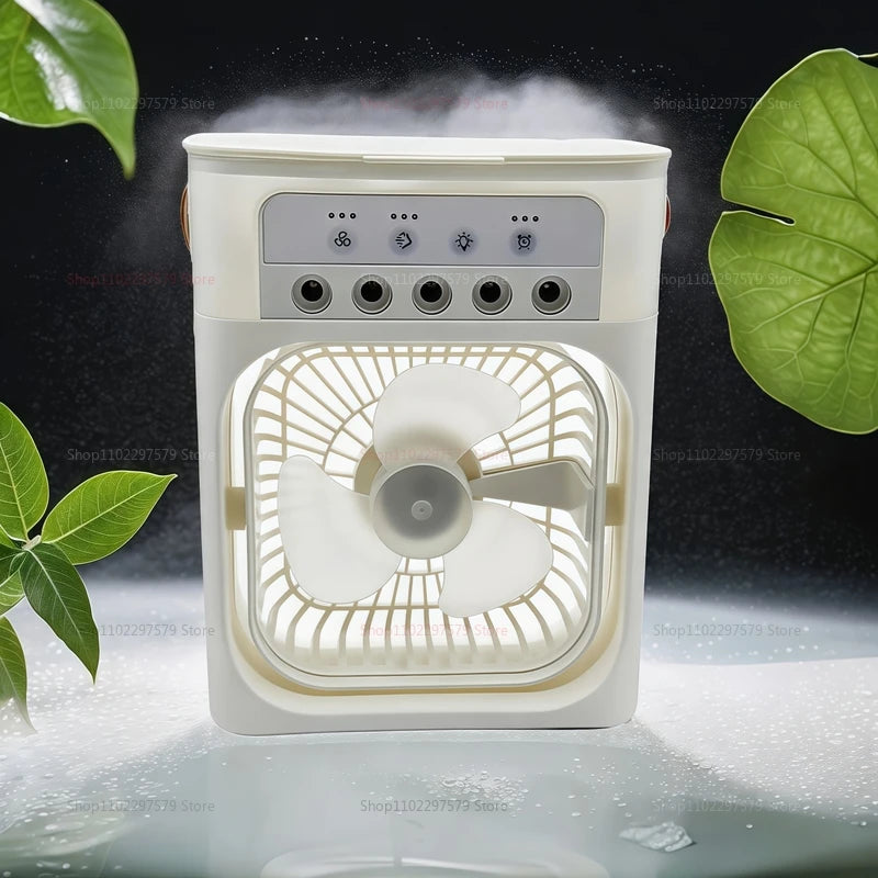 Mini USB Air Cooler & Humidifier Fan – 3 in 1, LED Night Light