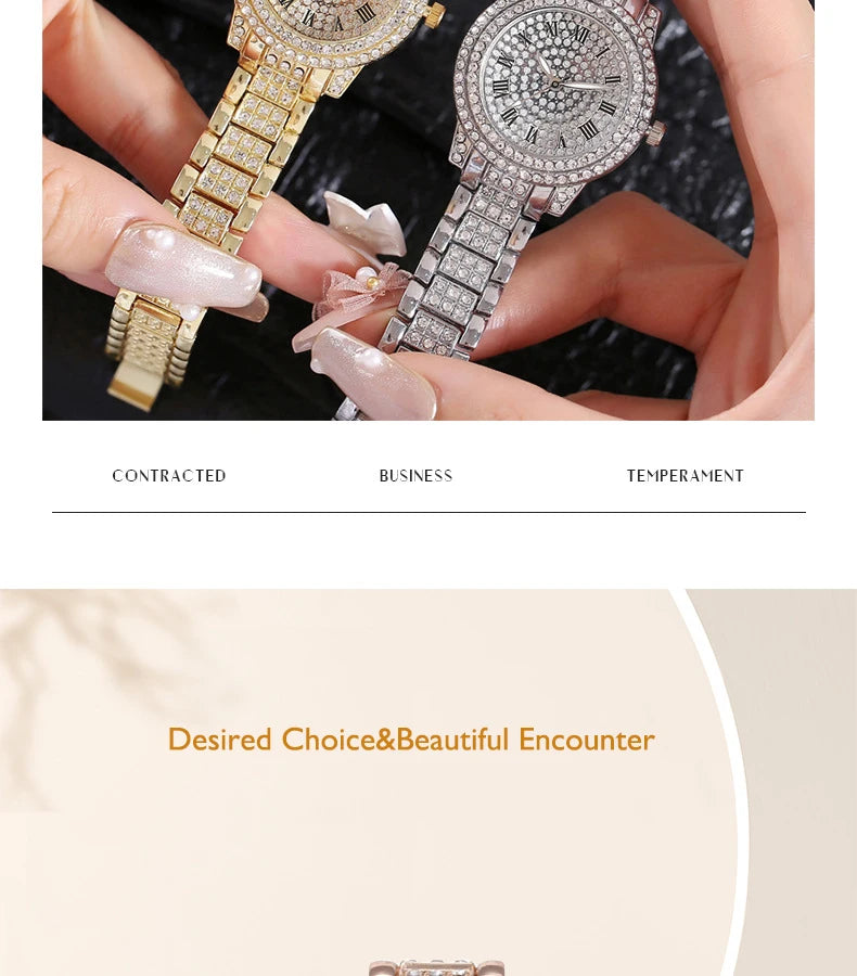 UTHAI Gold Diamond Bracelet Watch