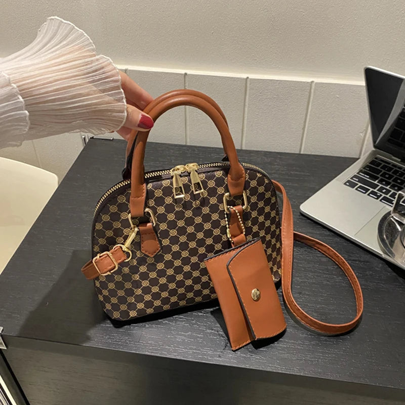 Plaid Print Crossbody with Purse