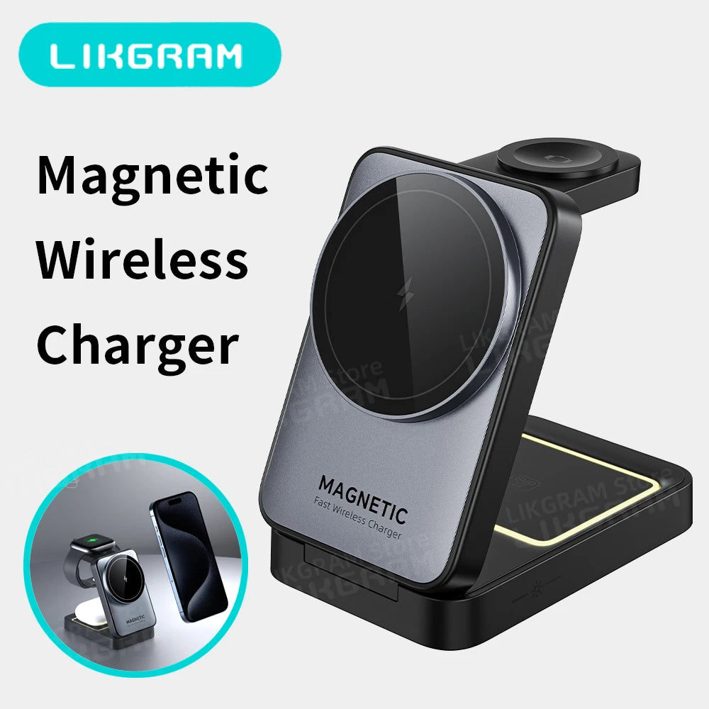 Magnetic 3-in-1 Charger for iPhone, AirPods & Apple Watch