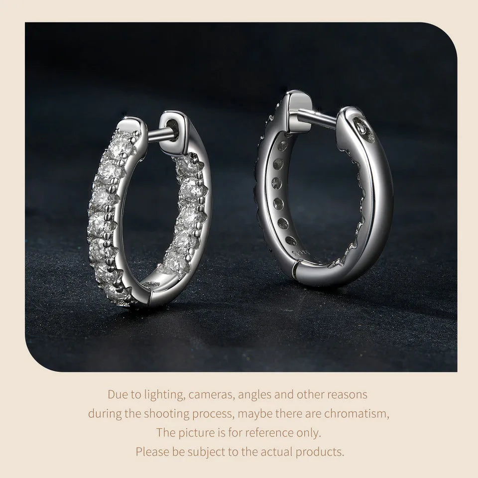 “925 Silver Gold Moissanite Hoop Earrings